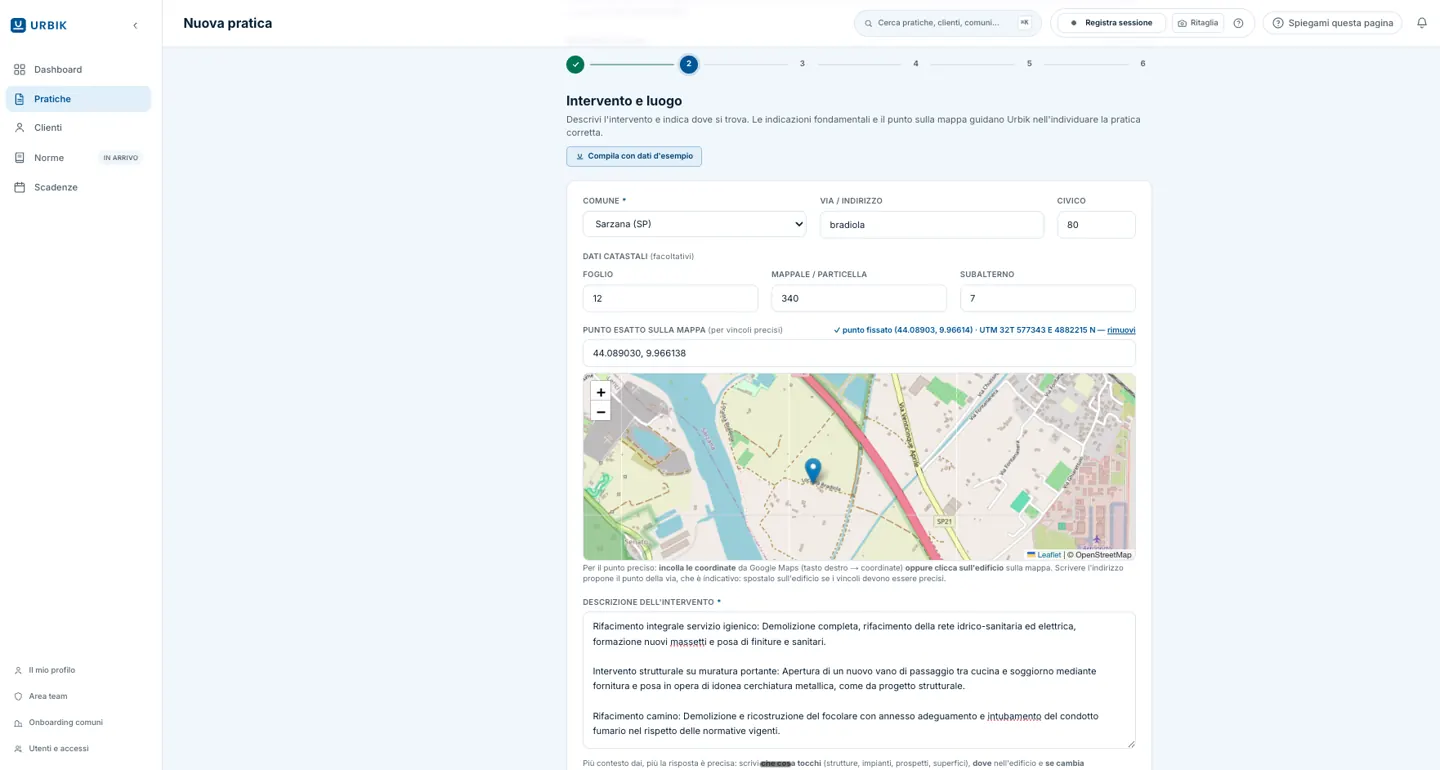 Inserimento dell’intervento e localizzazione dell’immobile in Urbik
