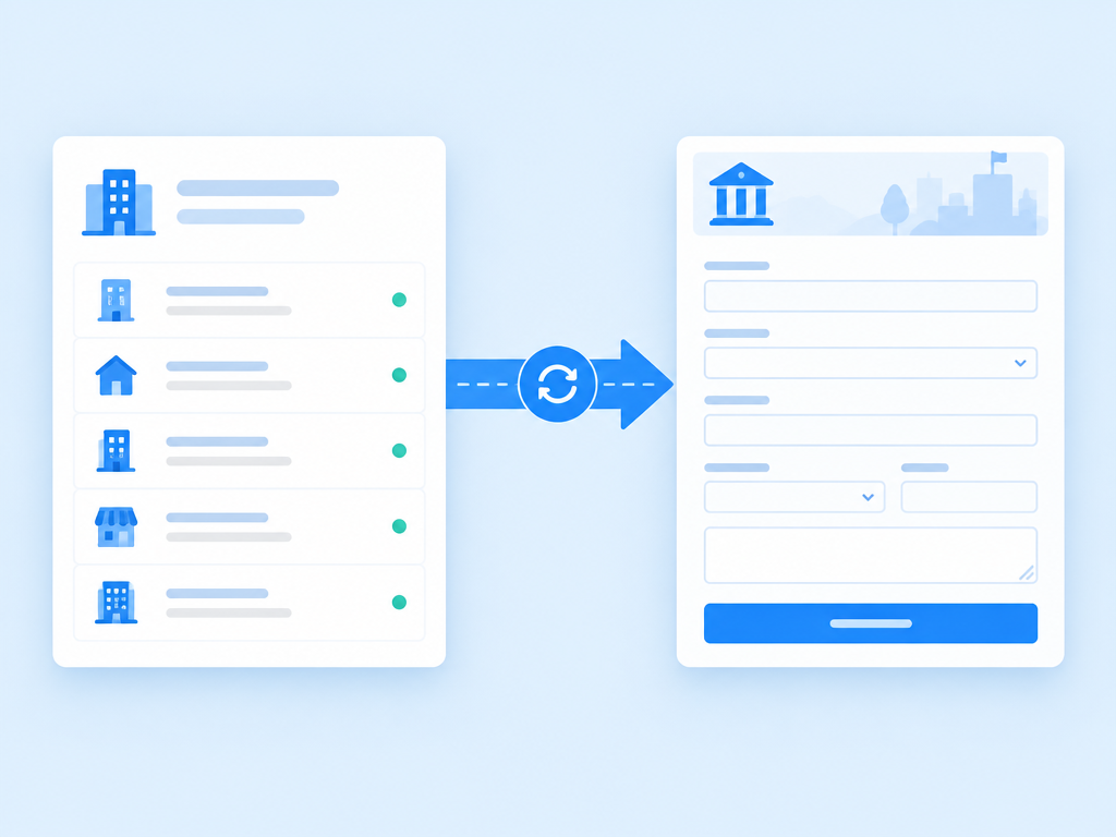 Mockup: dati della pratica sincronizzati con il portale comunale