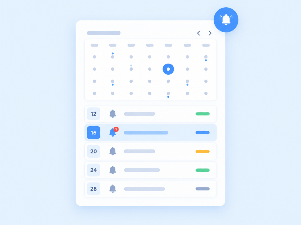 Mockup: calendario con scadenze e reminder